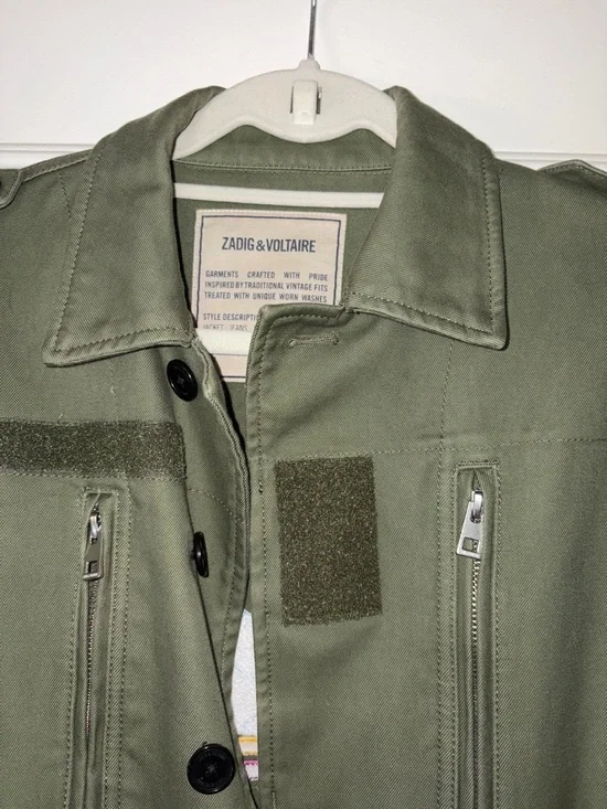 Zadig & Voltaire Olive Green Utility Jacket with Patch Detail - Picture 2 of 5
